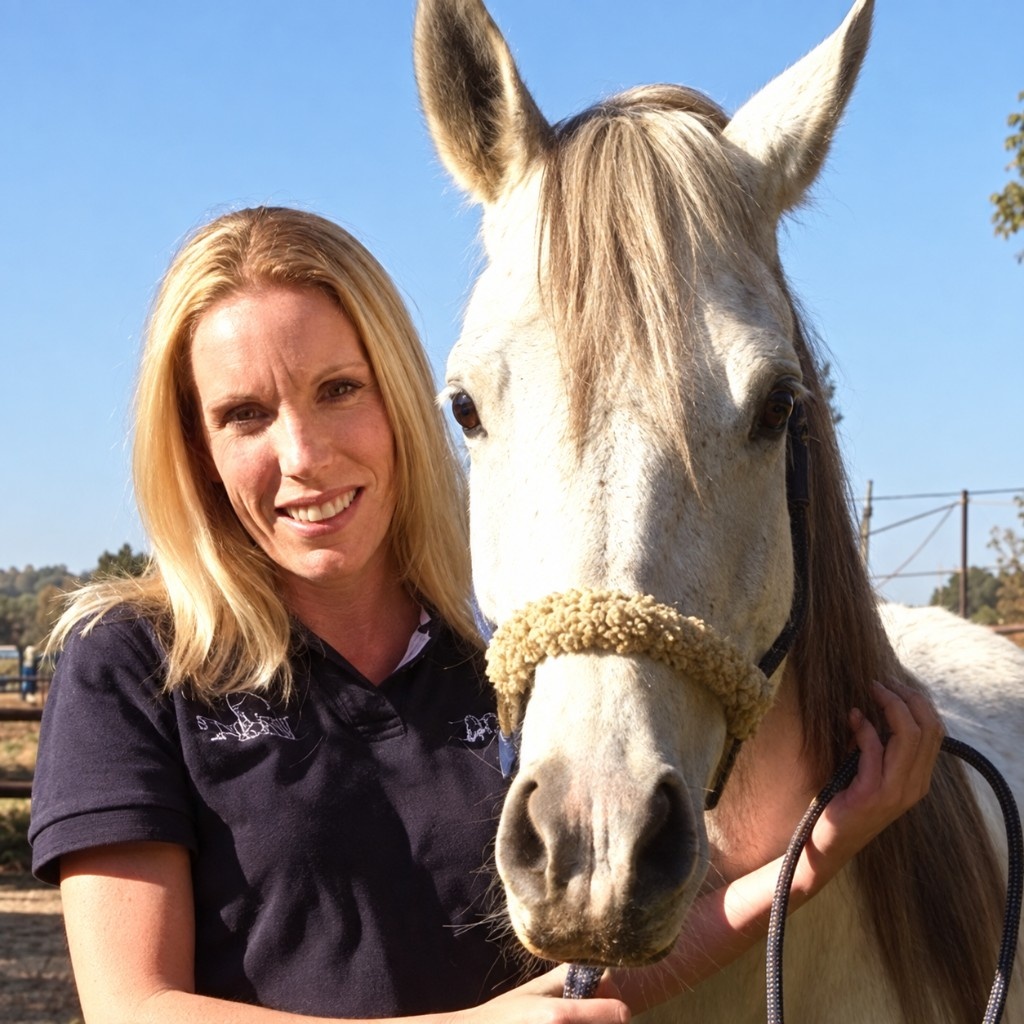 Coach with a grey horse