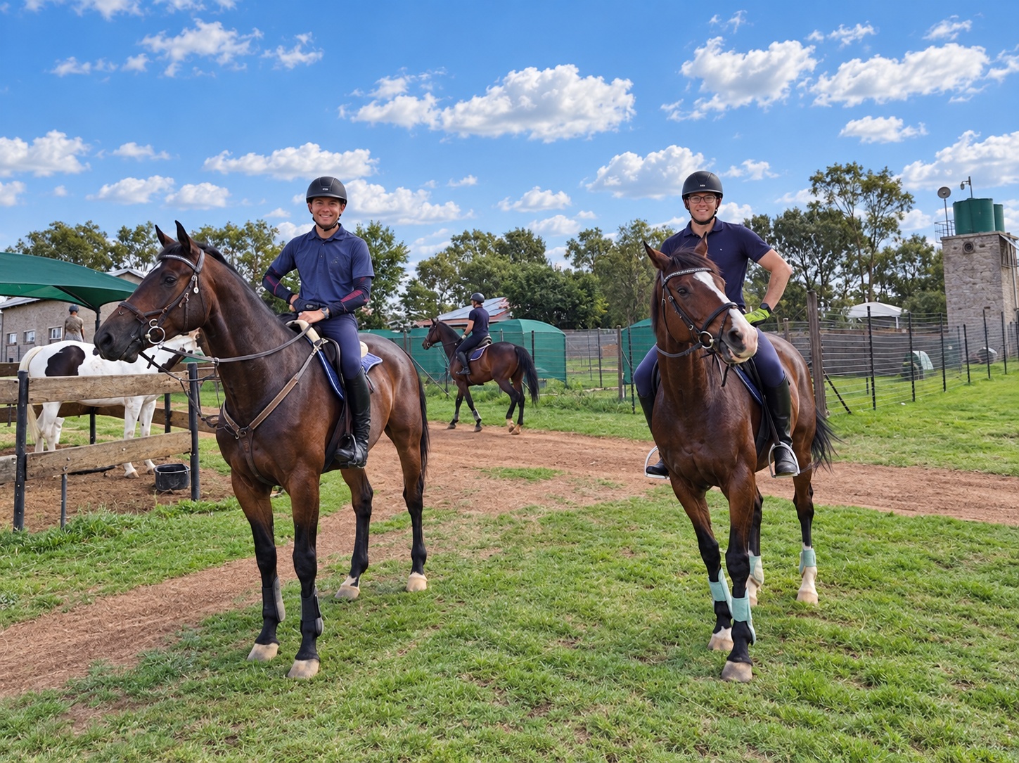 Riders mounted at the yard